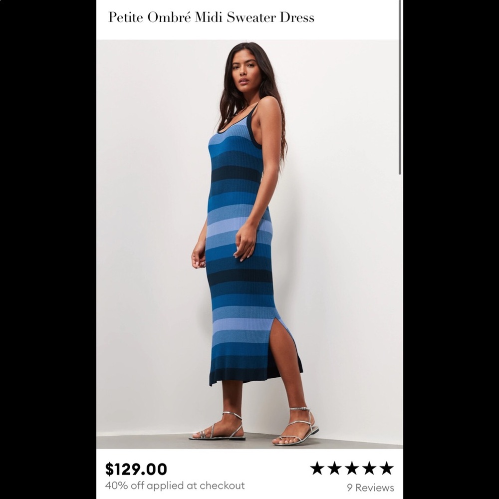🧚🏼♀️Host Pick!✨💁🏼♀️Banana Republic Factory 🏭 Ombré Midi dress size LP💐😊 - Picture 2 of 6